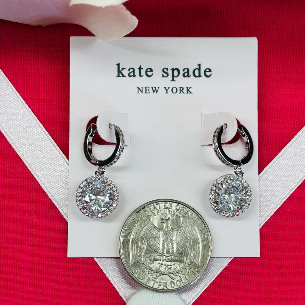 Kate Spade silver earrings. NWT. Retail $58. Something Sparkly Spade… - Picture 5 of 9